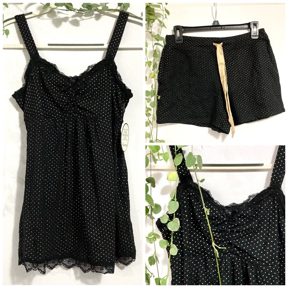 NWT Black & Gold Polka Dot Pajama Set